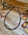 18-Inch Sterling Silver Pearl Necklace with Deep Purple Spiny Oyster – (5mm)