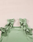 Solid Ruffle Trim Sleeveless Top