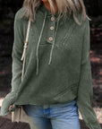 Mineral Wash Ribbed Knit Hooded Sweater