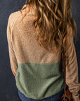 Melissa Two Tones Color Block Half Zip Fleece Sweatshirt