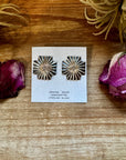 Square Cross Stud Earrings with Cactus Stamp – Sterling Silver