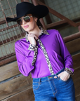 PURPLE & LEOPARD PERFORMANCE RODEO SHIRT