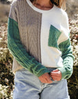 Colorblock Patch Pocket Drop Shoulder Sweater