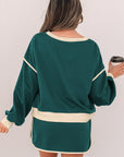 Colorblock Long Sleeve Top and Skort Set