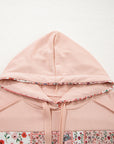 Floral Patchwork Drawstring Hoodie