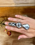 Long Ring - Size 8 1/2 - White Buffalo Ring & sterling silver
