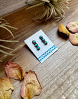 Triple Kingman Turquoise Stud Earrings – Sterling Silver, USA Made