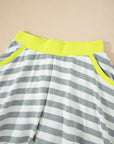 Stripe Contrast Ribbed Top and Shorts Set