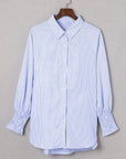 Stripe Smocked Cuff Buttoned Shirt