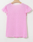 Stripe V-Neck Ruffle Sleeve Top