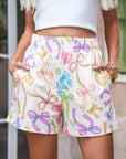 Bow Elastic Waist Pocketed Shorts
