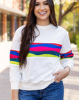 Alora Striped Accent Long Sleeve Top