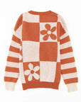 Checker Floral Stripe Patchwork Sweater