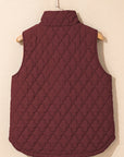 Quilted Zip-Up Snap Button Pocketed Vest