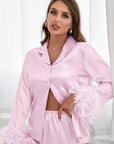 Heavenly Feathered Silk Pajamas in color options