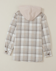 Plaid Removable Hood Buttoned Shacket