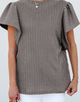 Brynn Textured Flutter Sleeve Top