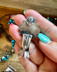 Complete Squash Blossom Set – Kingman Turquoise – Sterling Silver – Navajo Made by Wilson Dawes