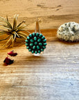Round Cluster ring- adjustable - Kingman turquoise ring and sterling silver