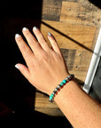8 mm Sterling Silver Pearls bracelet with turquoise bead