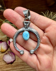 Naja Pendant with Golden Hill Turquoise – Option 2 – Sterling Silver – Native Made by KB – Fits 8mm