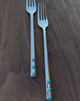 Genuine Turquoise Cake Forks (set of 2) - Wedding Cake Fork| Boles Silver