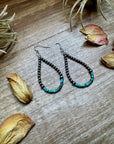 Teardrop Earrings – Sterling Silver Pearl & Blue Turquoise Heishi
