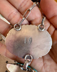Massive Lariat Necklace – Kingman Turquoise – 19.5 Inch Sterling Silver Paperclip Chain – 8 Inch Drop – Native Made by T. Nez Sr.