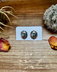 Oval stud earrings with Kingman turquoise - sterling silver