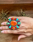 Adjustable Cluster Ring – Spiny Oyster & Sonoran Gold by E. Richards, Native Made