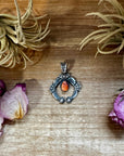 Naja Pendant with Orange & Purple Spiny Oyster – Sterling Silver – Native Made by KB