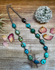 23 inch 5 mm Sterling Silver Pearls necklace with Mix Turquoise