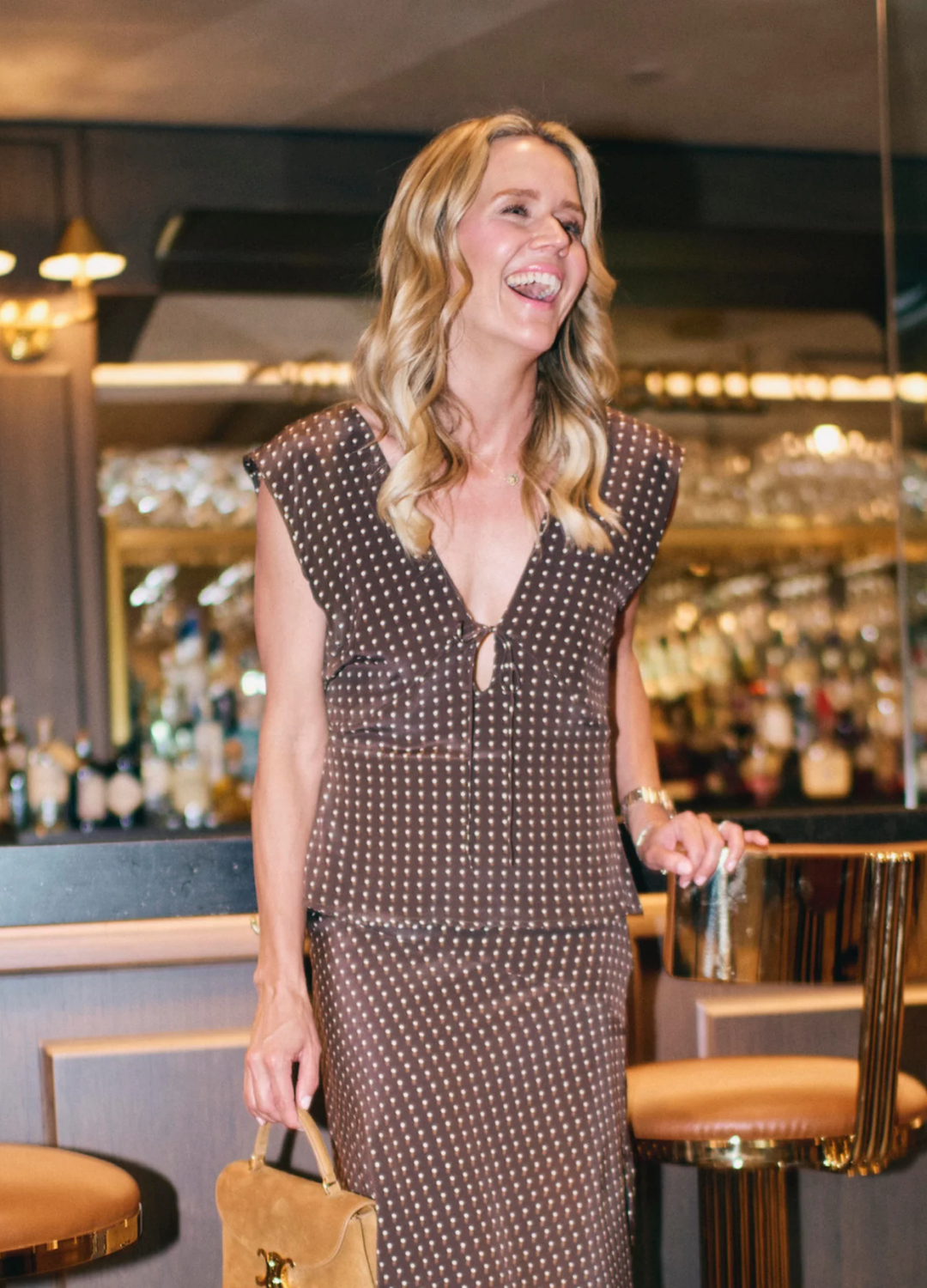 MASON by MASON'S DAUGHTER | Esme Top, Cocoa Silk Polka Dot