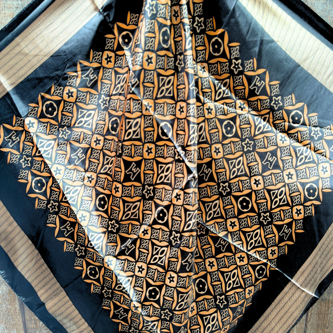 35X35" Black and Yellow Multi Pattern Wild Rag / Scarf WR1032