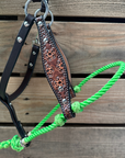 Lime Flower Power Tooled Lariat & Leather Combo Halter