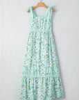 Floral Lace Tied-Strap Empire Waist Maxi Dress