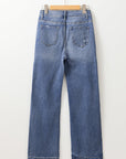 Madilyn Distressed Raw Hem Straight Leg High Waist Jeans