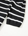 Stripe Ruched Bubble Sleeve Top