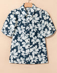 Floral Puff Sleeve Buttoned Shirt