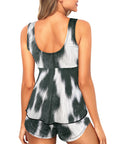 Black White Cowhide Print Tankini Boy Shorts Swim Set