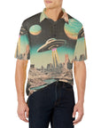 Baha Ranch Retro Pop Western Space Cowboy Polo Shirt