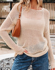 Solid Crochet Hollow-Out Sweater