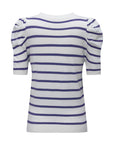 Stripe Ruched Bubble Sleeve Top