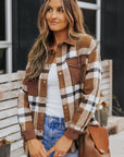 Phoebe Pocketed Buttoned Plaid Shirt Jacket