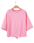 Stripe Bow Back Cutout Tee