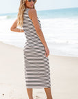 Denver Striped Print Sleeveless Buttoned Maxi Dress