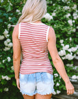 Kamari Stripe Contrast Round Neck Sleeveless Slim Top