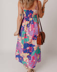 Floral Shirred Spaghetti Strap Maxi Dress