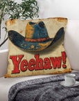 Vintage Western Yeehaw Throw Pillow Case 18 x 18 Made in America