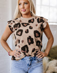 Brittany Leopard Crew Neck Casual Top